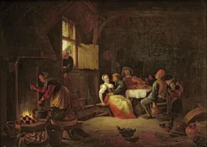 Peasants merrymaking at table in a cottage kitchen Peasants merrymaking at table in a cottage kitchen