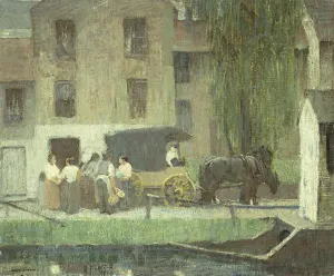 Peddler Gallery: The Peddlers Cart on the Canal, New Hope, (oil on canvas)