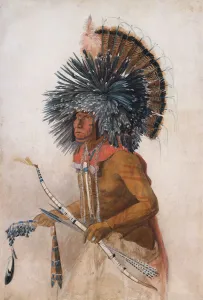 Pehriska-Ruhpa, Hidatsa warrior, in costume of the Dog Dance, 1834 (w/c on paper) Pehriska-Ruhpa, Hidatsa warrior, in costume of the Dog Dance, 1834 (w/c on paper)