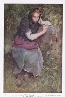 Bored Gallery: A Pensive Maid, from the Bibby Annual published in 1916 (colour litho)