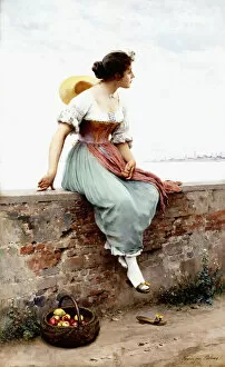 Austrian Artist Collection: A Pensive Moment, 1896 (oil on cradled panel)