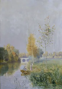 People in a river landscape, 1879 (oil on canvas) People in a river landscape, 1879 (oil on canvas)