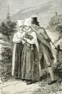 People with typical clothing, 19th (Engraving) People with typical clothing, 19th (Engraving)