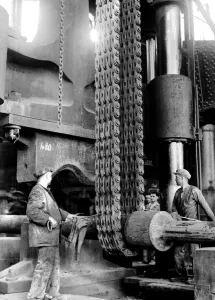 People working at the Terni metalworks factory in Nera Montorio, Terni, Italy, c People working at the Terni metalworks factory in Nera Montorio, Terni, Italy, c