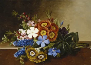 Periwinkle, Auricula and Grape Hyacinths on a Marble Ledge, 1882 (oil on panel) Periwinkle, Auricula and Grape Hyacinths on a Marble Ledge, 1882 (oil on panel)