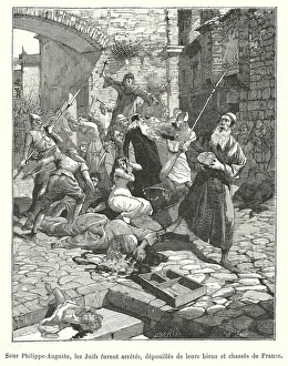 Persecution of French Jews during the reign of King Philip Augustus, late 12th Century (engraving) Persecution of French Jews during the reign of King Philip Augustus, late 12th Century (engraving)