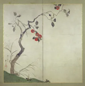 Persimmon on Tree (ink, colours & gold on paper) Persimmon on Tree (ink, colours & gold on paper)