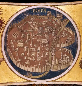 Perspective map of Rome with the monuments of antiquity, 1414 (fresco) Perspective map of Rome with the monuments of antiquity, 1414 (fresco)