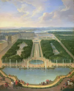 Perspective view of the chateau of Versailles seen from the Neptune Fountain, 1696 Perspective view of the chateau of Versailles seen from the Neptune Fountain, 1696