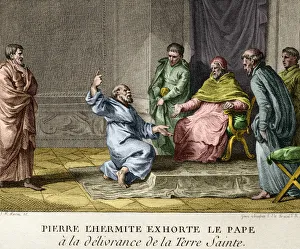 Peter the Hermit exhorts Pope Urban II to the deliverance of the Holy Land in 1093 Peter the Hermit exhorts Pope Urban II to the deliverance of the Holy Land in 1093