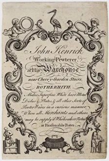 Pewterer, John Kenrick, trade card (engraving) Pewterer, John Kenrick, trade card (engraving)