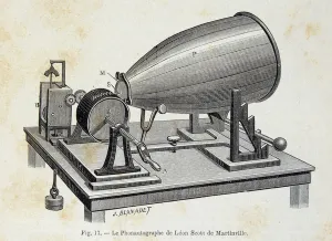 The phonautograph of Leon Scott de Martinville, ancestor of the phonograph The phonautograph of Leon Scott de Martinville, ancestor of the phonograph
