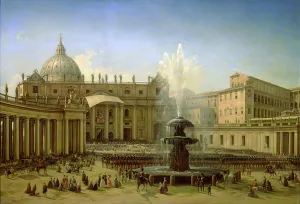 The Piazza San Pietro in Rome at the time of a Papal Blessing, 1850 (oil on canvas) The Piazza San Pietro in Rome at the time of a Papal Blessing, 1850 (oil on canvas)