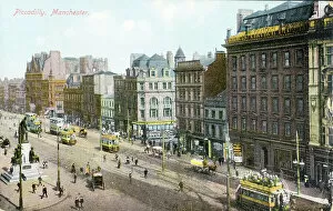 English Photographer Gallery: Piccadilly, Manchester, 1910 (coloured photo)