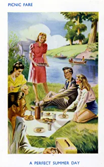 Picnic fare... a perfect summer day (colour litho) Picnic fare... a perfect summer day (colour litho)
