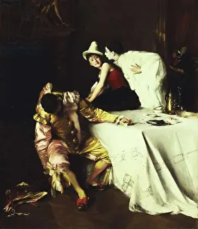 Pierrot, Columbine and Punchinello; Pierrot, Colombine et Polichinelle, (oil on canvas) Pierrot, Columbine and Punchinello; Pierrot, Colombine et Polichinelle, (oil on canvas)