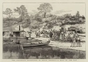 The Pilcomayo Expedition in South America, a Halt by the Way (engraving) The Pilcomayo Expedition in South America, a Halt by the Way (engraving)