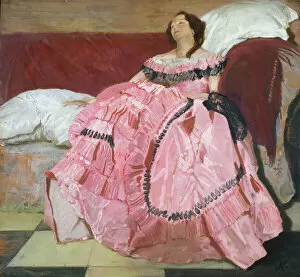 The Pink Dress (oil on panel)