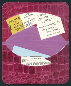 Pink Wallet with Tickets, Christmas Card (chromolitho) Pink Wallet with Tickets, Christmas Card (chromolitho)
