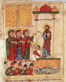 The pious women, detail (illustrated manuscript, 1330)