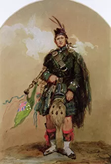 British Army Collection: A Piper of the 79th Highlanders at Chobham Camp in 1853