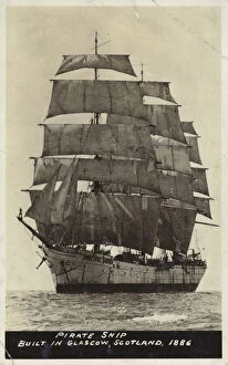 Hollywood Gallery: Pirate ship, built in Glasgow, Scotland, 1886 (b / w photo)