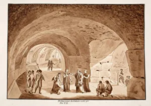 Pius VII visits the works at the Colosseum, 1833 (etching with brown wash) Pius VII visits the works at the Colosseum, 1833 (etching with brown wash)