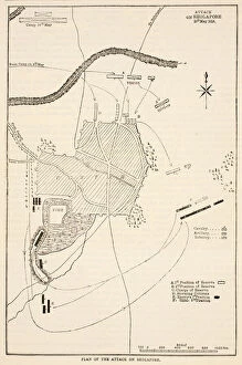 Plan of the attack on Sholapore, illustration from Cassell'