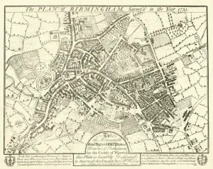 The plan of Birmingham, surveyed in the year 1731 (engraving) The plan of Birmingham, surveyed in the year 1731 (engraving)