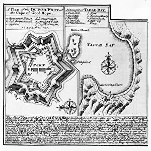 Robben Island Collection: A Plan of the Dutch Fort at the Cape of Good Hope and A Draught of Table Bay (engraving)