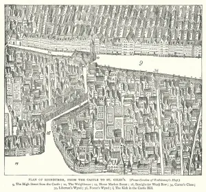 Castle Hill Gallery: Plan of Edinburgh, from the Castle to St Giless (engraving)