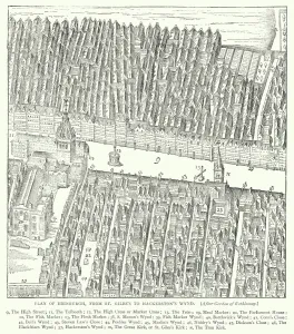 High Street Gallery: Plan of Edinburgh, from St Giless to Hackerstons Wynd (engraving)