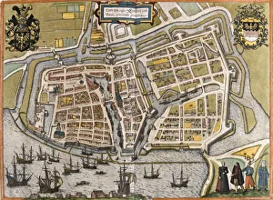 Plan of Emden (Emuda), Germany (etching, 1572-1617) Plan of Emden (Emuda), Germany (etching, 1572-1617)