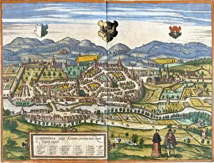 Plan of Kempten (Campidonia), Germany (etching, 1572-1617)