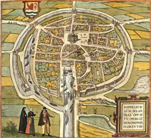 Plan of Middelburg (Middelburgum), Netherlands (etching, 1572-1617)