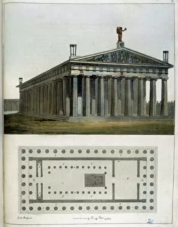 Plan and view of the temple of Jupiter (Zeus) Olympian in the Greek antiquite - in "