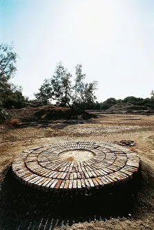 Platform for grinding grains, Harappa, archaeological site of civilization of Indus Platform for grinding grains, Harappa, archaeological site of civilization of Indus