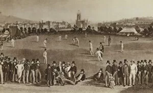 How they played cricket when Queen Victoria was young (litho)