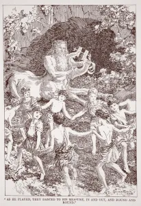 As he played they danced to his measure, in and out, and round and round (litho) As he played they danced to his measure, in and out, and round and round (litho)