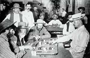 Playing Faro in a saloon at Morenci, Arizona Territory, 1895 (b/w photo)