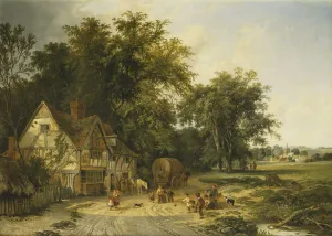 Playing Football Outside the Gun Inn, 1844 (oil on canvas) Playing Football Outside the Gun Inn, 1844 (oil on canvas)
