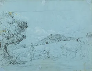 Ploughing at Shoreham (pencil and chalk on paper) Ploughing at Shoreham (pencil and chalk on paper)