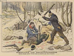 Two poachers burying a gamekeeper alive after a struggle (colour litho) Two poachers burying a gamekeeper alive after a struggle (colour litho)