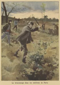Poaching on the outskirts of Paris (colour litho) Poaching on the outskirts of Paris (colour litho)