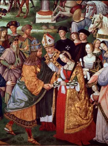 Poet Enee Silvio Piccolomini presents Eleonore of Portugal to Emperor Frederic III of Poet Enee Silvio Piccolomini presents Eleonore of Portugal to Emperor Frederic III of