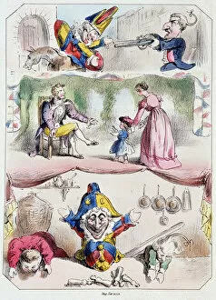 Polichinelle et la mere Gigogne - Lithography, from Theatre des marionnettes du jardin des Tuileries