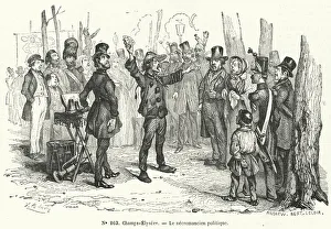 Political magician on the Champs Elysees, Paris (engraving) Political magician on the Champs Elysees, Paris (engraving)
