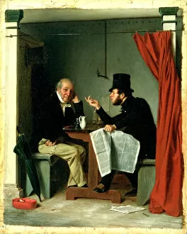 Newspaper Gallery: Politics in an Oyster House, 1848 (oil on fabric)