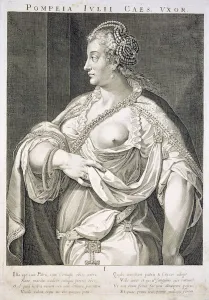 Pompeia (d. AD 122) wife of Julius Caesar (engraving) Pompeia (d. AD 122) wife of Julius Caesar (engraving)