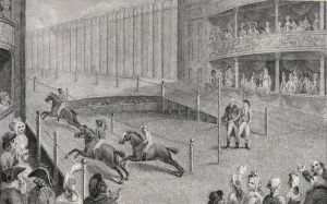 Poney race at Astley's Amphitheatre (engraving) Poney race at Astley's Amphitheatre (engraving)